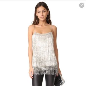 Rachel Zoe Wick Metallic Fringe Top, size M